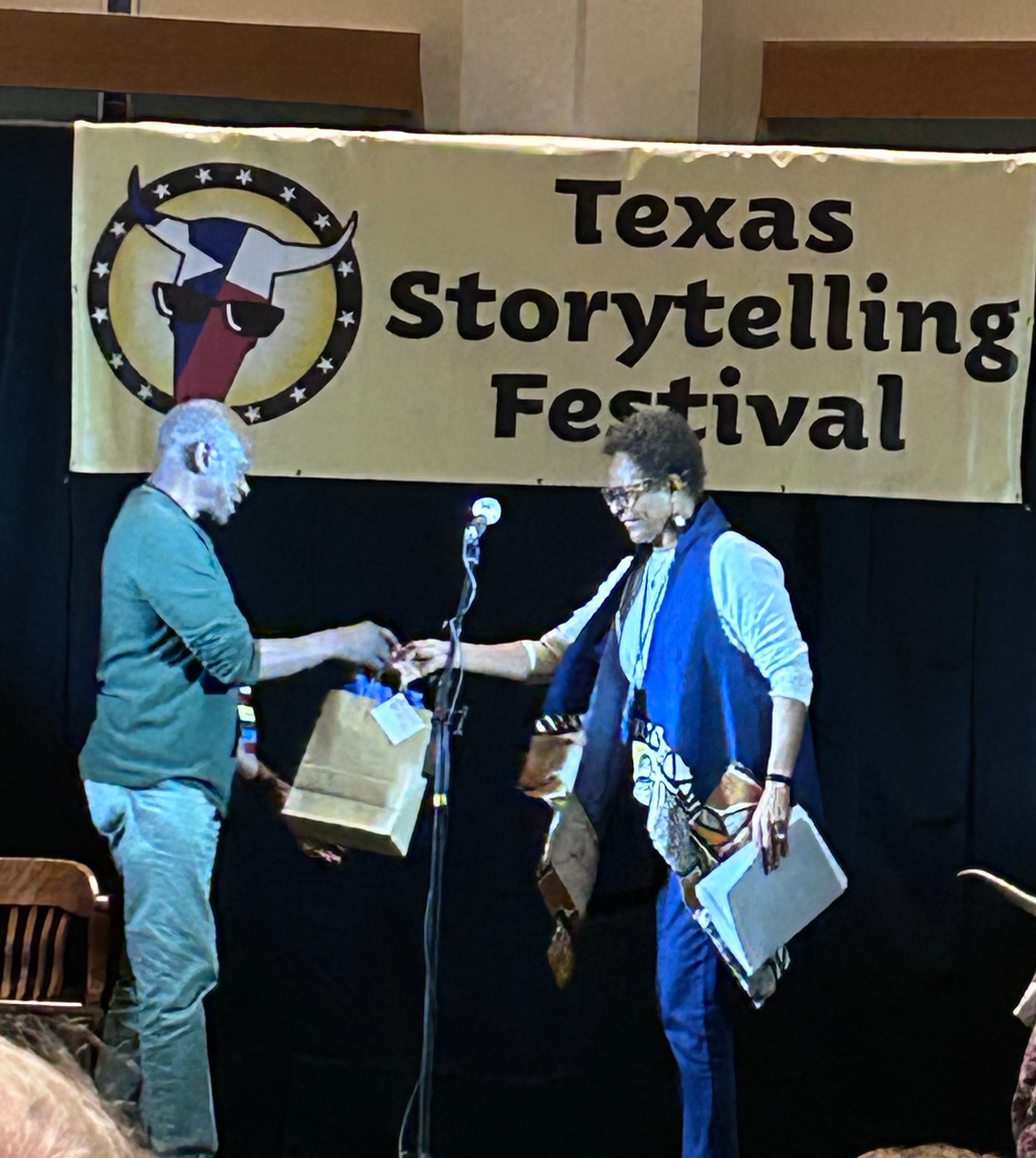 Michael on stage at the Texas Storytelling Festival